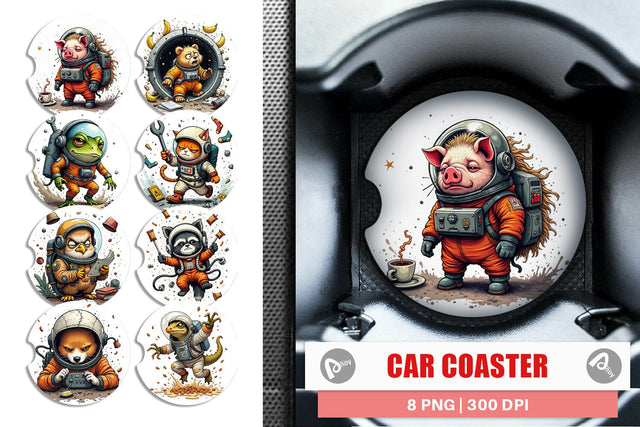 Car Coaster Space Chaos Critter Sublimation artnoy 