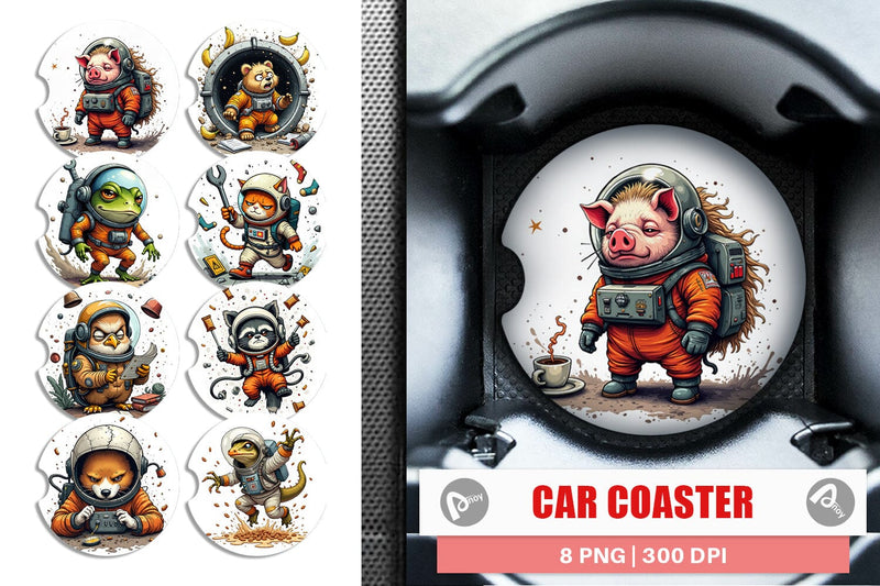 Car Coaster Space Chaos Critter Sublimation artnoy 