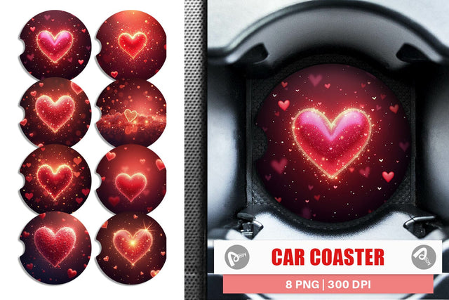 Car Coaster Spark Hearts Sublimation artnoy 