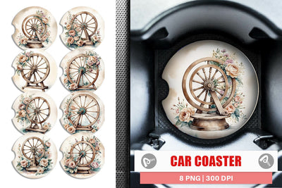 Car Coaster Spinning Wheel Sublimation artnoy 