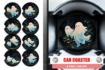Car Coaster Spooky Halloween Ghosts Sublimation artnoy 
