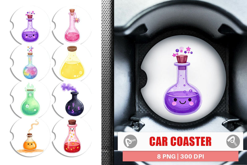 Car Coaster Spooky Potion Cuties Sublimation artnoy 