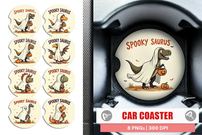 Car Coaster Spooky Saurus Sublimation artnoy 