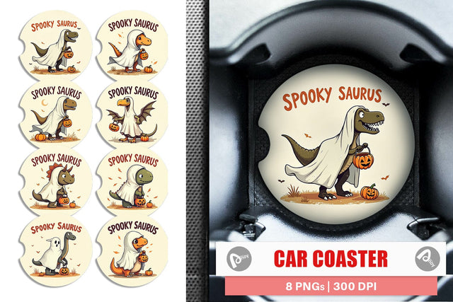 Car Coaster Spooky Saurus Sublimation artnoy 