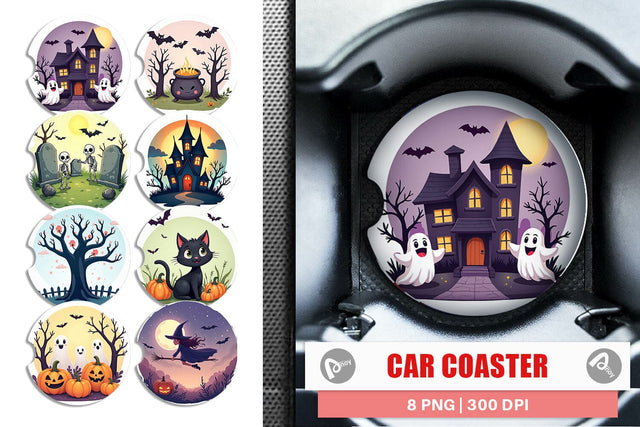 Car Coaster Spooky Scenes Sublimation artnoy 