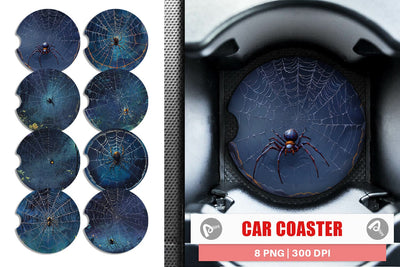 Car Coaster Spooky Spider Web Sublimation artnoy 