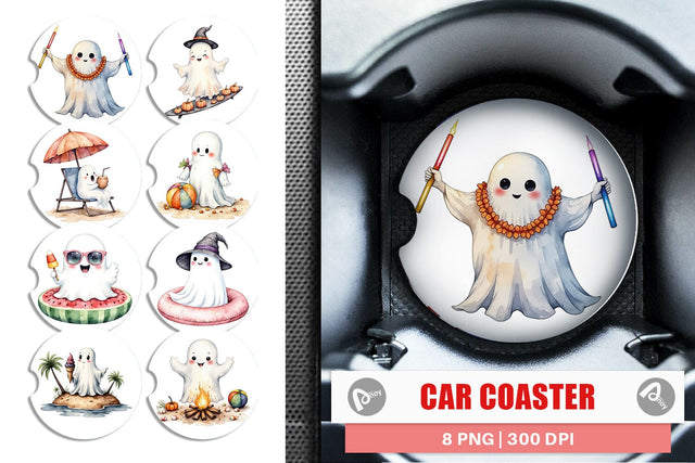 Car Coaster Spooky Summer Ghosts Sublimation artnoy 