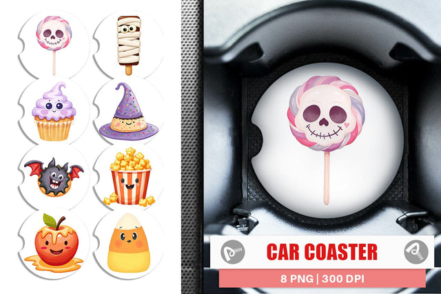 Car Coaster Spooky Sweet Treats Sublimation artnoy 