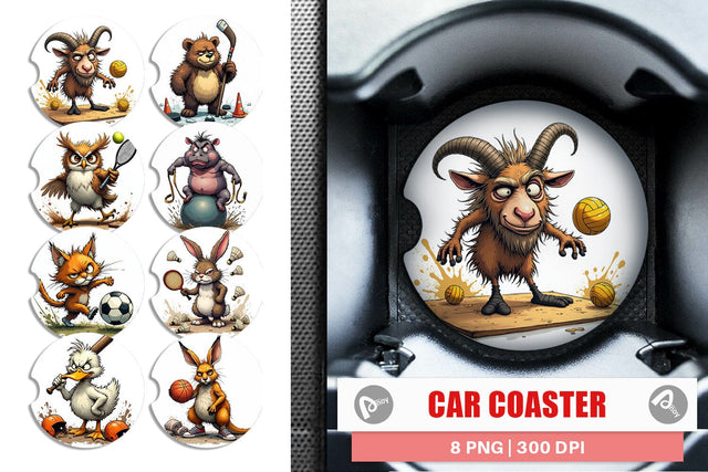 Car Coaster Sports Chaos Critters Sublimation artnoy 