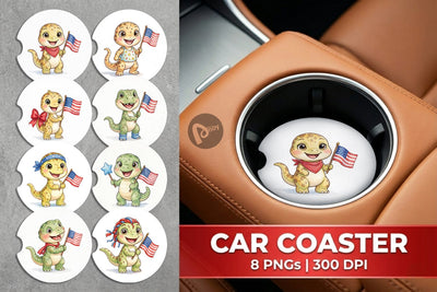 Car Coaster Spotted Patriotic Outfit Dino Sublimation artnoy 