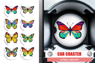 Car Coaster Spring Butterfly Sublimation artnoy 