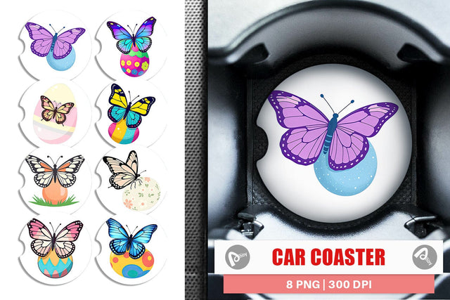 Car Coaster Spring Butterfly Sublimation artnoy 