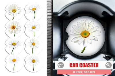Car Coaster Spring Daisy Sublimation artnoy 