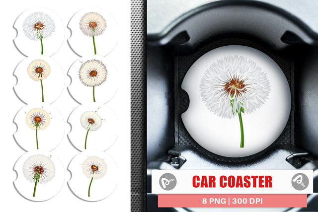 Car Coaster Spring Dandelion Sublimation artnoy 