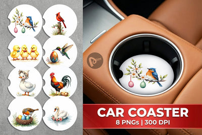 Car Coaster Spring Garden Birds Sublimation artnoy 