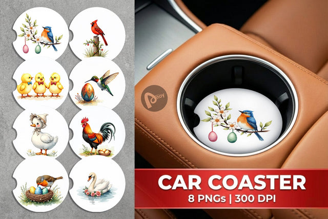 Car Coaster Spring Garden Birds Sublimation artnoy 