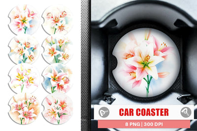 Car Coaster Spring lilies Sublimation artnoy 