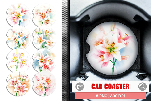 Car Coaster Spring lilies Sublimation artnoy 