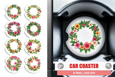 Car Coaster Spring Sun Hat Sublimation artnoy 