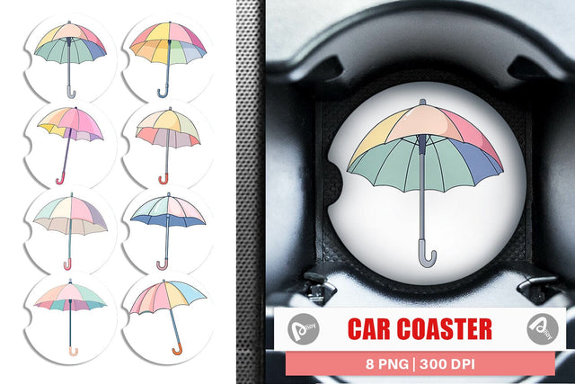 Car Coaster Spring Umbrella Sublimation artnoy 