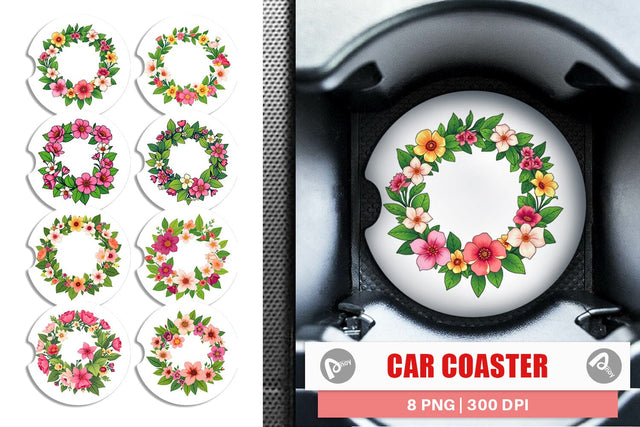 Car Coaster Spring Umbrella Sublimation artnoy 