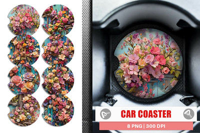 Car Coaster Spring Wooden Fence Sublimation artnoy 