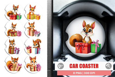 Car Coaster Squirrel Gift Sublimation artnoy 