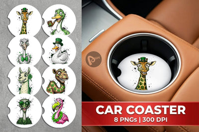 Car Coaster St Paddys Animal Caricature Sublimation artnoy 