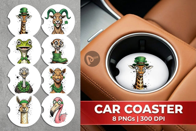 Car Coaster St Paddys Animal Charms Sublimation artnoy 