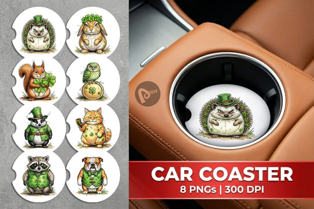 Car Coaster St Paddys Animal Friends Sublimation artnoy 