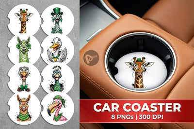 Car Coaster St Paddys Animal Party Art Sublimation artnoy 