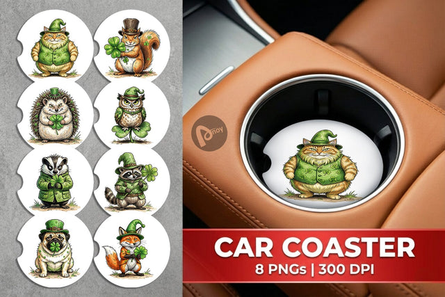 Car Coaster St Paddys Lucky Animal Sublimation artnoy 