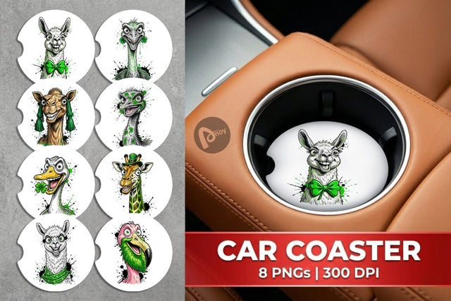 Car Coaster St Paddys Zany Zoo Animals Sublimation artnoy 