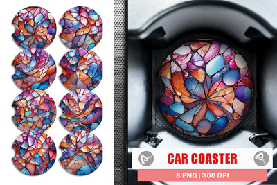 Car Coaster Stained Glass Mosaic Sublimation artnoy 