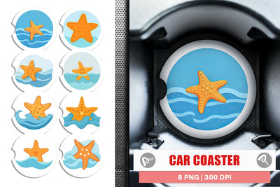 Car Coaster Starfish Sublimation artnoy 