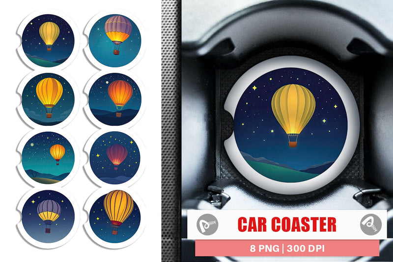 Car Coaster Starry Hot Air Balloon Sublimation artnoy 