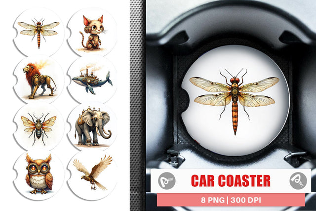Car Coaster Steampunk Menagerie Sublimation artnoy 