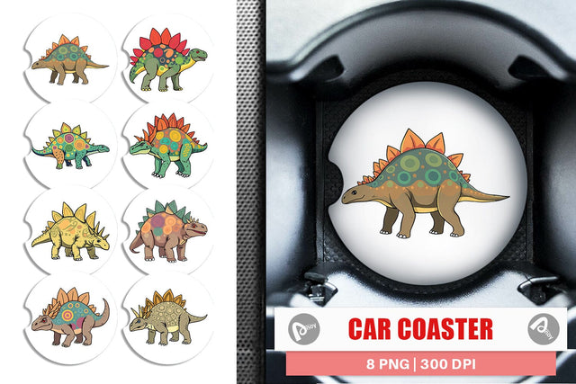 Car Coaster Stegosaurus with Plates Sublimation artnoy 