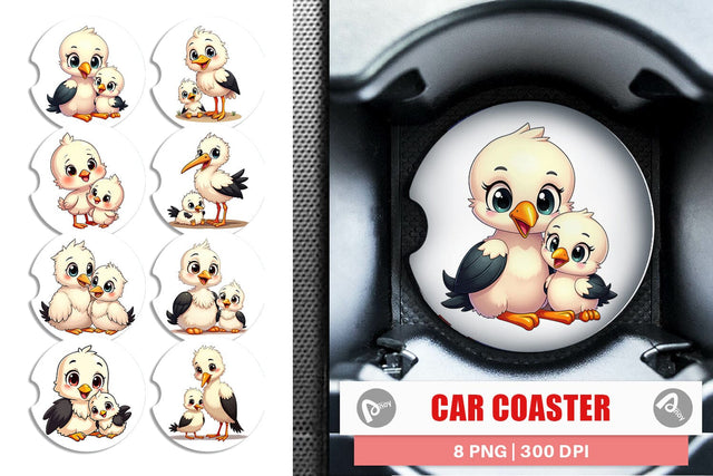 Car Coaster Stork Mother's Day Sublimation artnoy 