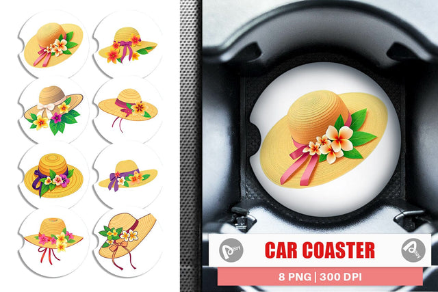 Car Coaster Straw Hat Sublimation artnoy 