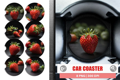 Car Coaster Strawberry Fruit Sublimation artnoy 