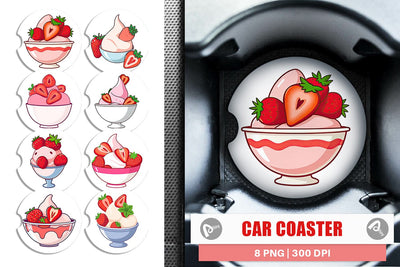 Car Coaster Strawberry Scoop Sublimation artnoy 