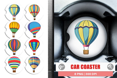 Car Coaster Striped Hot Air Balloon Sublimation artnoy 