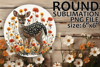 Car Coaster Sublimation Design with Deer & Floral Sublimation afrosvg 
