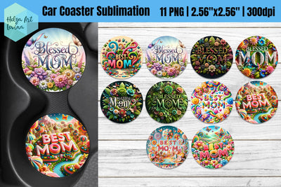 Car Coaster Sublimation | Mothers Day Sublimation Helga Art 