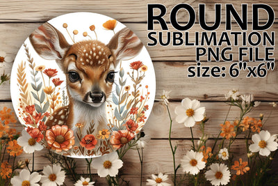 Car Coaster Sublimation with Deer and Flowers Sublimation afrosvg 