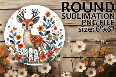 Car Coaster Sublimation with Floral Deer Sublimation afrosvg 