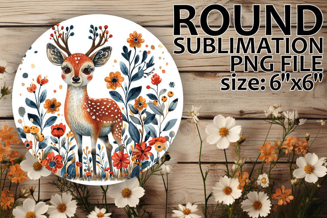 Car Coaster Sublimation with Floral Deer Sublimation afrosvg 