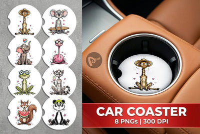 Car Coaster Summer Animal Sketch Party Sublimation artnoy 