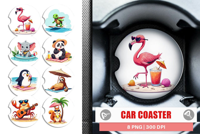 Car Coaster Summer Animals Sublimation artnoy 